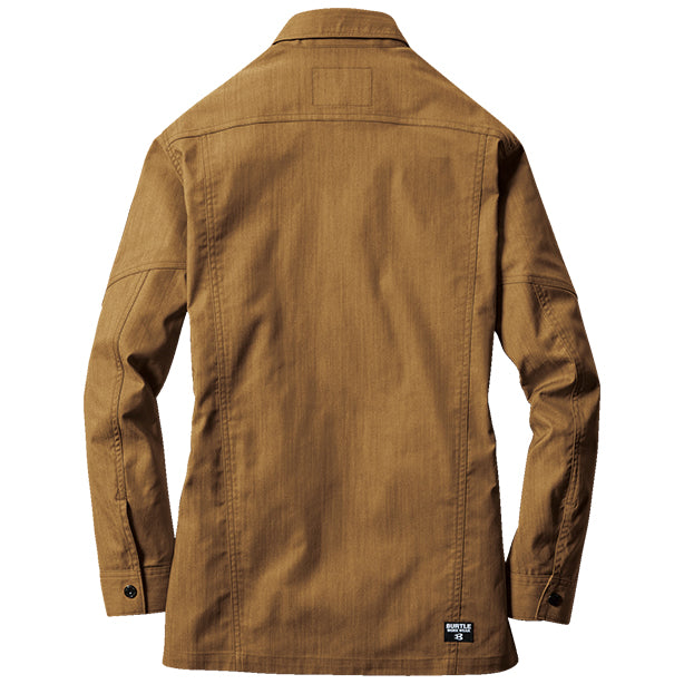 メーカー:BURTLE 品名&品番:BURTLE BTL-1815 通年長袖シャツ【ユニセックス】 カラー：アーバンブラウン(バックスタイル)