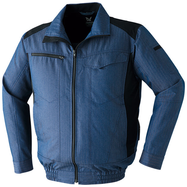 メーカー:ASAHICHO 品名&品番:Asahicho AC-9202 ヘリンボーンコーデュラ®ストレッチ空調服®長袖ブルゾン(一覧表示用)  カラー:インディゴ