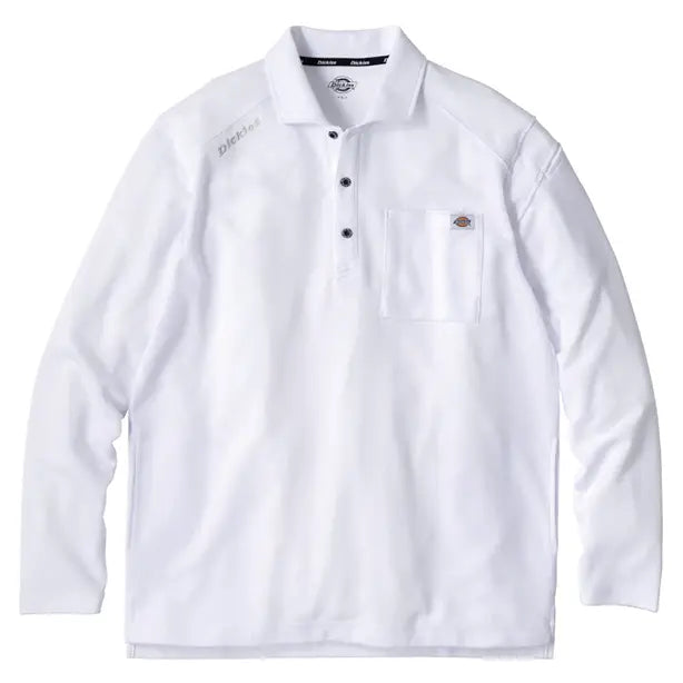 メーカー:CO_COS 品名&品番:Dickies CC-D-6118 長袖ポロシャツ(オプション表示用)  カラー:ホワイト