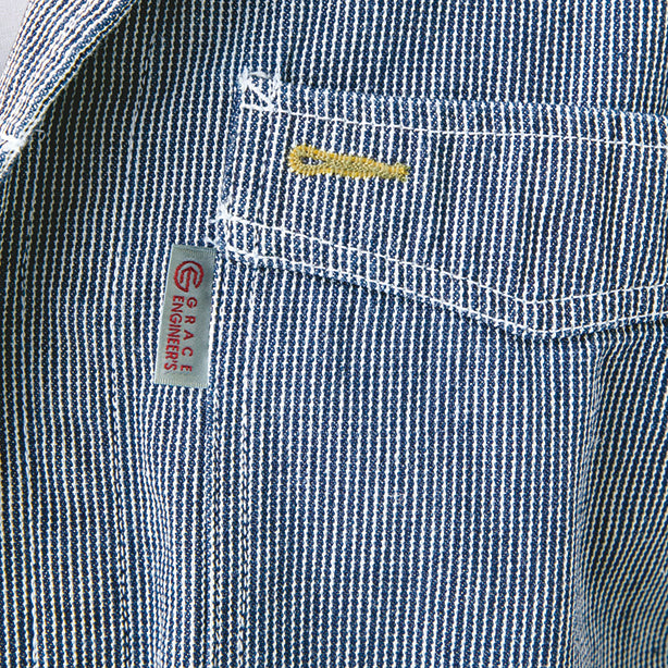 メーカー:GRACEENGINEER'S 品名&品番:GRACE ENGINEER'S SK-GE-105H 親子で揃うヒッコリーツナギ(キッズサイズあり) 飾りボタンホール