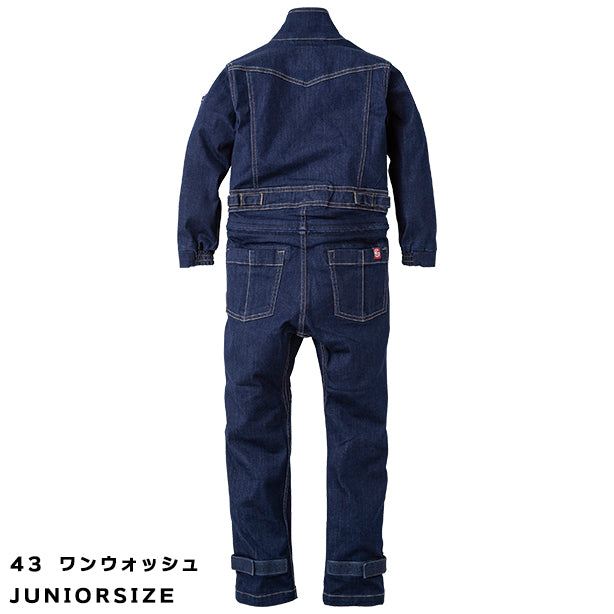 メーカー:GRACEENGINEER'S 品名&品番:GRACE ENGINEER'S SK-GE-650 デアリーウーマンツナギ(キッズサイズあり） カラー:ワンウォッシュ（子供サイズ）(バックスタイル)