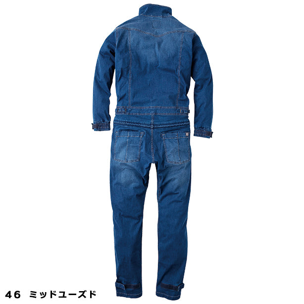 メーカー:GRACEENGINEER'S 品名&品番:GRACE ENGINEER'S SK-GE-653 デアリーマンツナギ カラー:ミッドユーズド(バックスタイル)