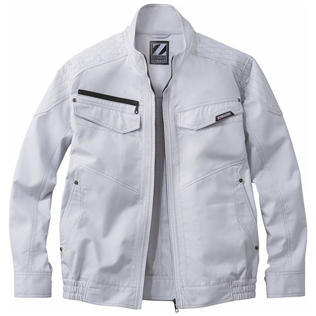 メーカー:JICHODO 品名&品番:Z-DRAGON JC-74030 肩補強刺子入り帯電防止空調服™長袖ブルゾン(オプション表示用)  カラー:シルバー