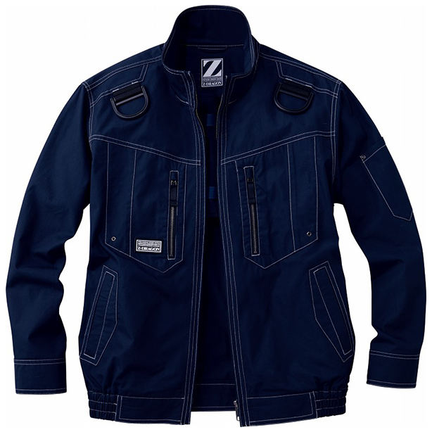 メーカー:JICHODO 品名&品番:Z-DRAGON JC-74110 フルハーネス対応綿100%空調服™長袖ブルゾン(一覧表示用)  カラー:ネービー