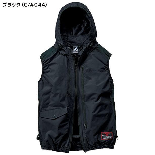 メーカー:JICHODO 品名&品番:Z-DRAGON JC-74320 サイドファン ハーネス対応空調服®遮熱ベスト（フード付）(一覧表示用)  カラー:ブラック