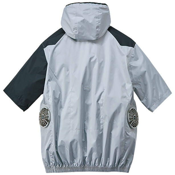 メーカー:JICHODO 品名&品番:Z-DRAGON JC-74370 サイドファン 空調服®遮熱アシンメトリー半袖ブルゾン カラー:シックグレー(バックスタイル)