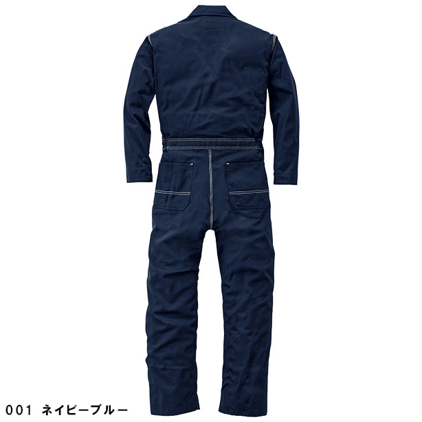 メーカー:YAMADATATSU 品名&品番:YAMADATATSU YD-2670 ヴィンテージ風つなぎ カラー:ネイビーブルー(バックスタイル)