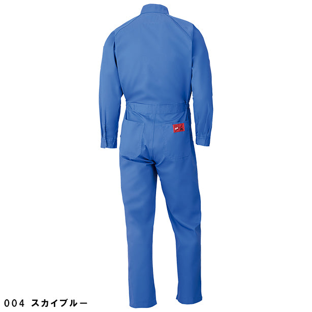 メーカー:YAMADATATSU 品名&品番:YAMADATATSU YD-6800 スタンダード長袖つなぎ服 カラー:スカイブルー(バックスタイル)