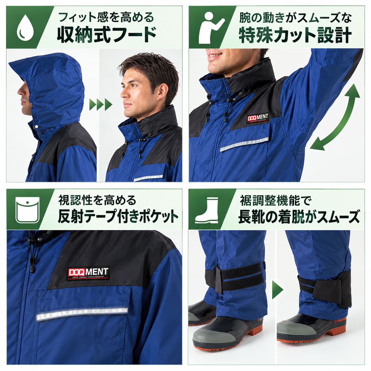 メーカー:KAJIMEIKU 品名&品番:KAJIMEIKU KM-001 仕事合羽【上下セット】 製品特徴