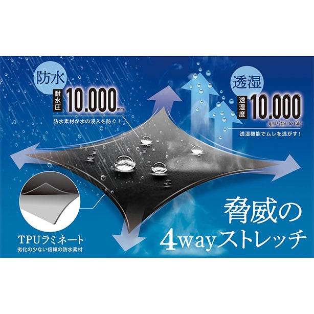 メーカー:KAJIMEIKU 品名&品番:カジメイク KM-7572 4WAYストレッチシールドEX 素材特徴