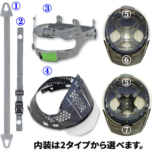 【遮熱】【エアロメッシュ】ヘルメット SYA-CSVKP【エアロメッシュ内装/通気孔あり/シールド付】 商品コード：SYA-CSVKP-AERO-HB 内装