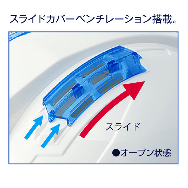 【遮熱】進和 作業用開閉式通気孔ヘルメット SS-23V-TPRA-TR【ライナーあり/通気孔あり】 SS-23V-TPRA-TR スライドカバーオープン