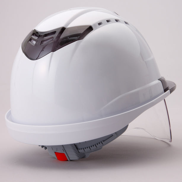 【警備用】超高性能ヘルメット【ライナーあり/通気孔あり/シールド付】 商品コード：TS-391FN-OT-KB バックスタイル