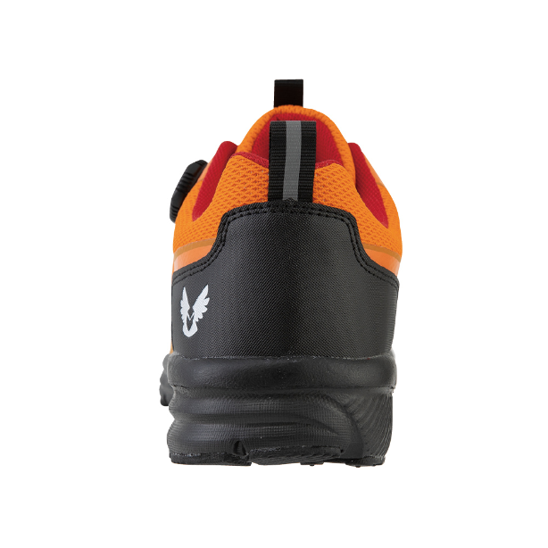 メーカー:CO_COS 品名&品番:CO-COS CC-MW-3110 軽量ダイヤル式セーフティースニーカー MINERVA WORKS カラー:キャロット(バックスタイル)