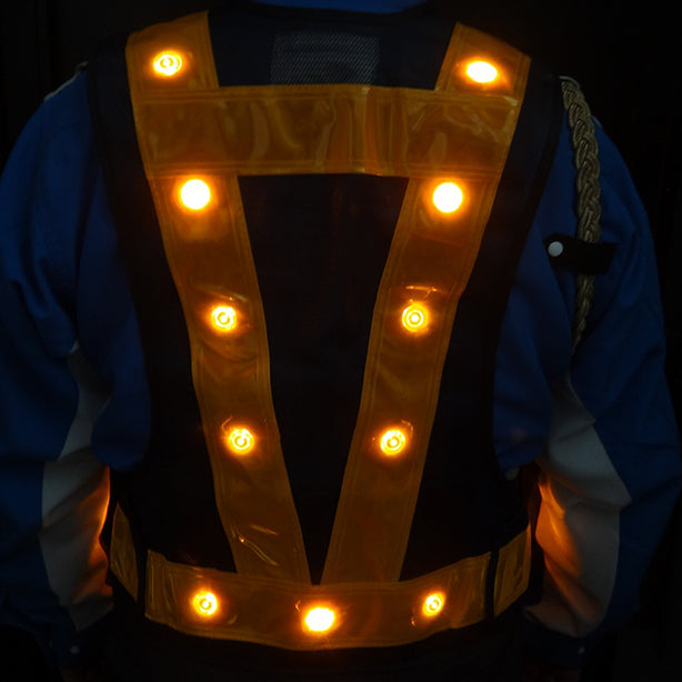 メーカー:MIZUKEI 品名&品番:【警備用】【LED】ポケット付安全ベスト(3011000～3016002) LED点灯 背中