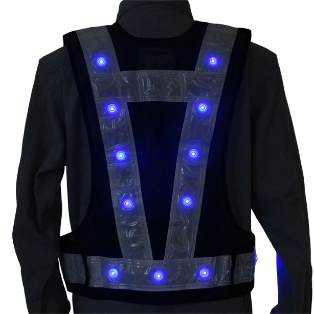メーカー:MIZUKEI 品名&品番:『光るんです』LED安全ベスト（3017101～3017111） 青LED 背中