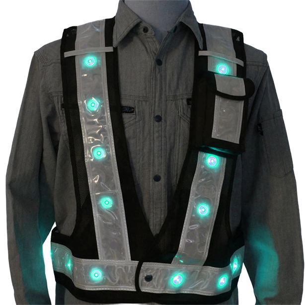 メーカー:MIZUKEI 品名&品番:『光るんです』LED安全ベスト（3017101～3017111） 緑LED