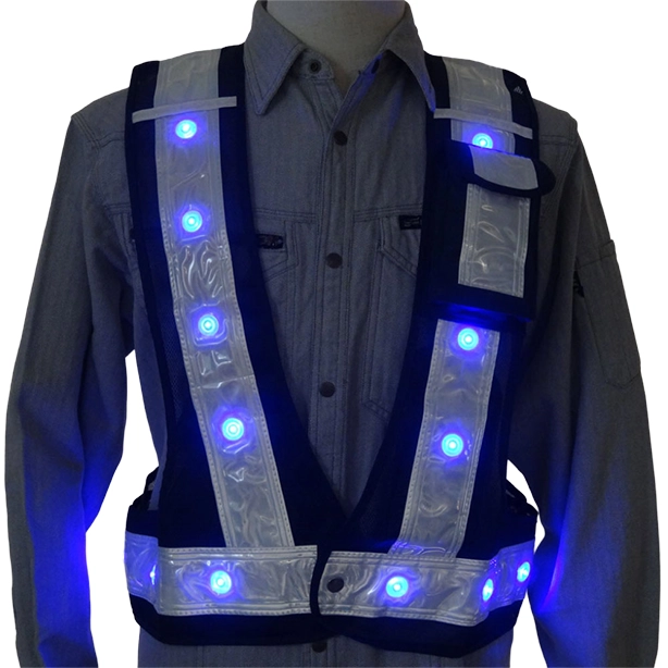 メーカー:MIZUKEI 品名&品番:『光るんです』LED安全ベスト（3017101～3017111） 青LED