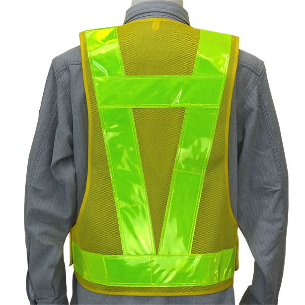 メーカー:MIZUKEI 品名&品番:安全ベスト/70mmタイプ（5917602 ～ 5917607） カラー:黄×黄(バックスタイル)