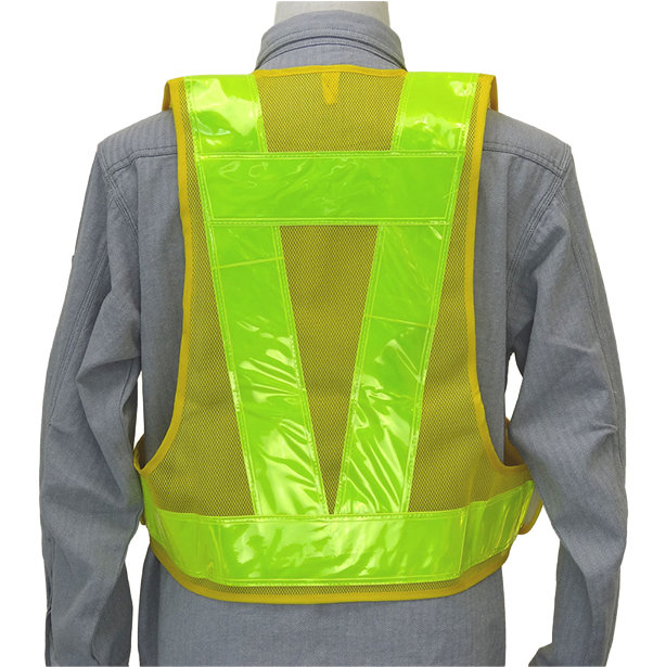 メーカー:MIZUKEI 品名&品番:安全ベスト/70mm ショート丈（5917702 ～ 5917707） カラー:黄×黄(バックスタイル)