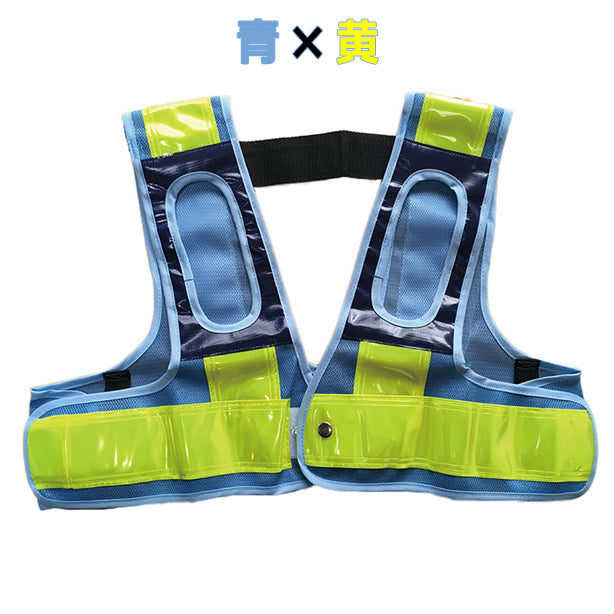 メーカー:MIZUKEI 品名&品番:フルハーネス用・安全ベスト ショート丈(オプション表示用)  カラー:青×黄