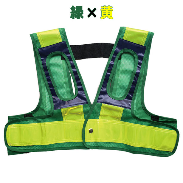 メーカー:MIZUKEI 品名&品番:フルハーネス用・安全ベスト ショート丈(オプション表示用)  カラー:緑×黄