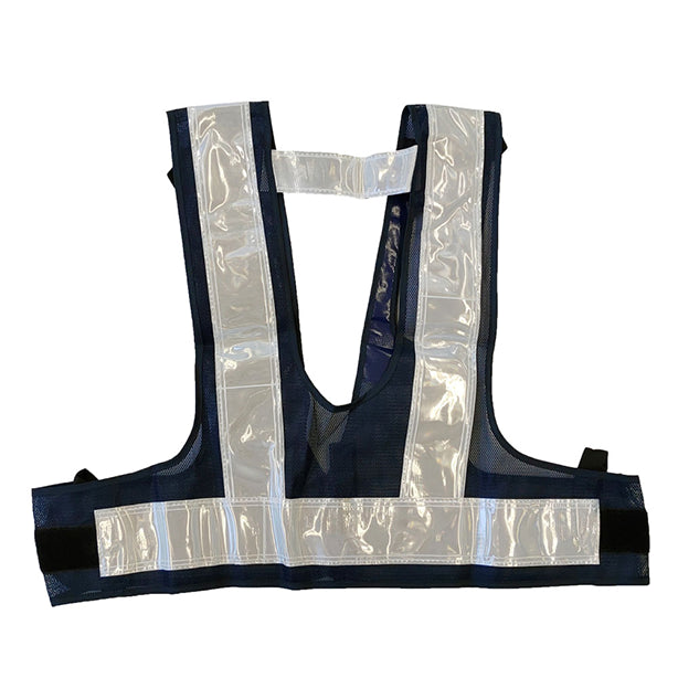 メーカー:MIZUKEI 品名&品番:装着できるんです フルハーネス用安全ベスト キングサイズ（5941151 ～ 5941153） カラー:紺×白(バックスタイル)