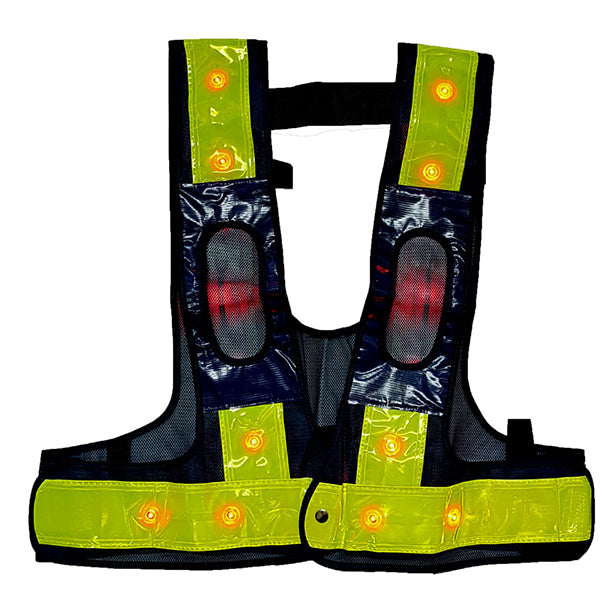 メーカー:MIZUKEI 品名&品番:装着できるんです フルハーネス用LED安全ベスト キングサイズ（5941161 ～ 5941163）(オプション表示用)  カラー:紺×黄×赤LED