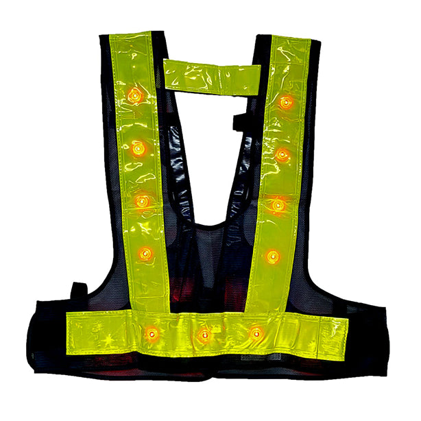 メーカー:MIZUKEI 品名&品番:装着できるんです フルハーネス用LED安全ベスト キングサイズ（5941161 ～ 5941163） カラー:紺×黄×赤LED(バックスタイル)