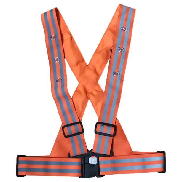 メーカー:熱田資材 品名&品番:LEDリフレックスV 反射付ベスト(一覧表示用)  カラー:蛍光オレンジ