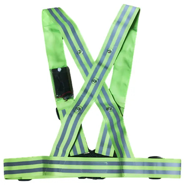 メーカー:熱田資材 品名&品番:LEDリフレックスV 反射付ベスト カラー:蛍光イエロー(バックスタイル)