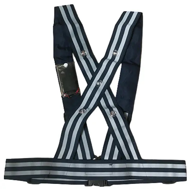 メーカー:熱田資材 品名&品番:LEDリフレックスV 反射付ベスト カラー:ネイビー(バックスタイル)