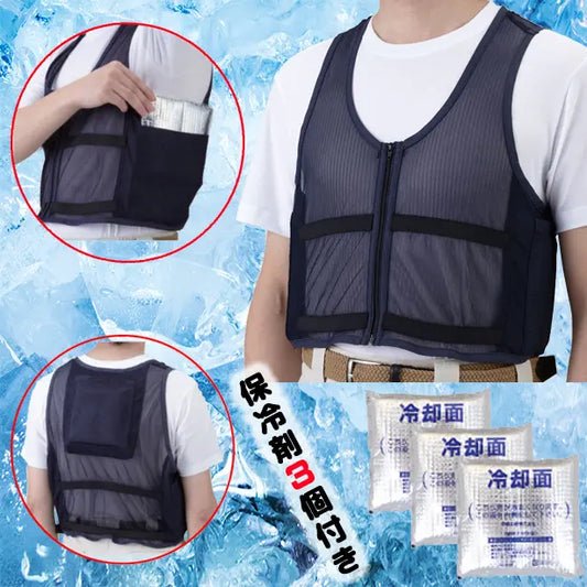 冷却ベストアイスＶ（保冷剤３個付） UNT-HO-802-M
