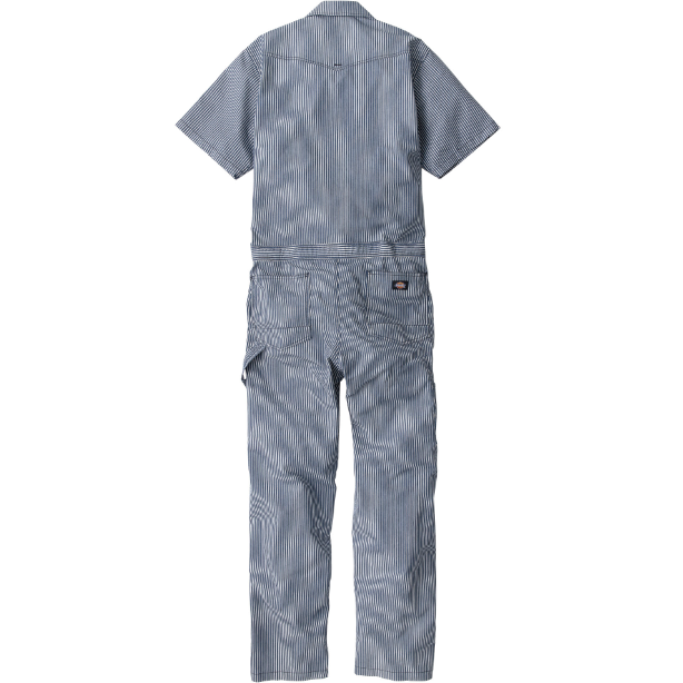 メーカー:CO_COS 品名&品番:Dickies CC-D-7102 軽量ヒッコリー半袖つなぎ カラー:ネイビー(バックスタイル)