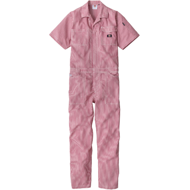メーカー:CO_COS 品名&品番:Dickies CC-D-7102 軽量ヒッコリー半袖つなぎ(一覧表示用)  カラー:レッド