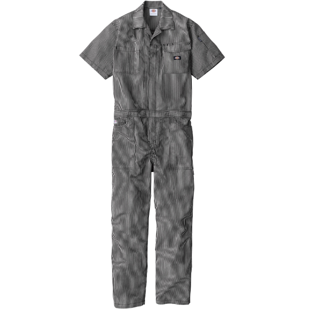 メーカー:CO_COS 品名&品番:Dickies CC-D-7102 軽量ヒッコリー半袖つなぎ(一覧表示用)  カラー:ブラック