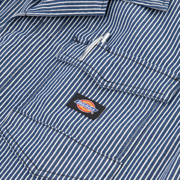 メーカー:CO_COS 品名&品番:Dickies CC-D-7102 軽量ヒッコリー半袖つなぎ 左胸ポケットペン差し付き