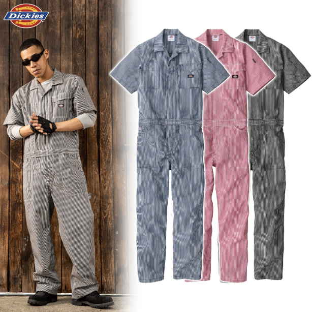 メーカー:CO_COS 品名&品番:Dickies CC-D-7102 軽量ヒッコリー半袖つなぎ(オプション表示用) 