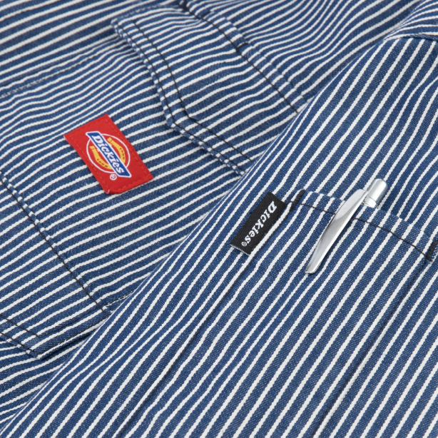 メーカー:CO_COS 品名&品番:Dickies CC-D-7102 軽量ヒッコリー半袖つなぎ 袖ペン差し左