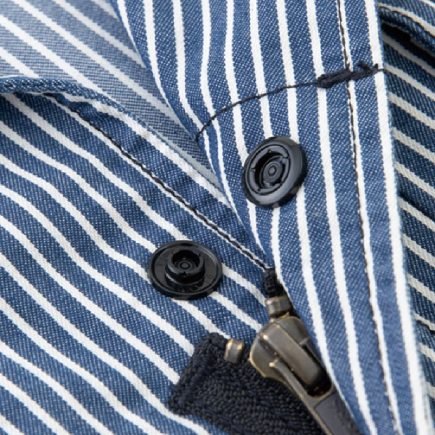 メーカー:CO_COS 品名&品番:Dickies CC-D-7106 軽量ヒッコリーつなぎ 樹脂ボタン