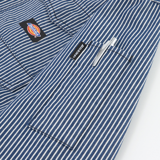 メーカー:CO_COS 品名&品番:Dickies CC-D-7106 軽量ヒッコリーつなぎ 袖ペン差し左