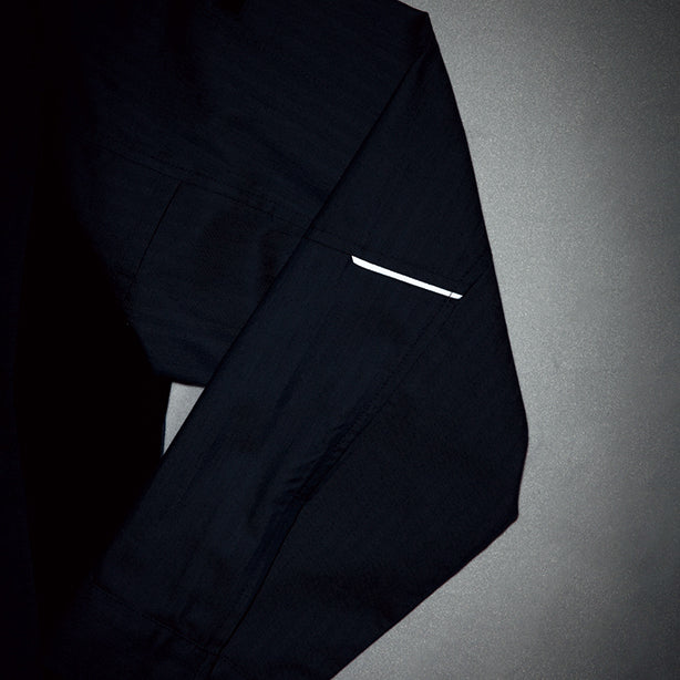 メーカー:ASAHICHO 品名&品番:Asahicho AC-9202 ヘリンボーンコーデュラ®ストレッチ空調服®長袖ブルゾン【ウェアのみ】 再規制反射パイピング