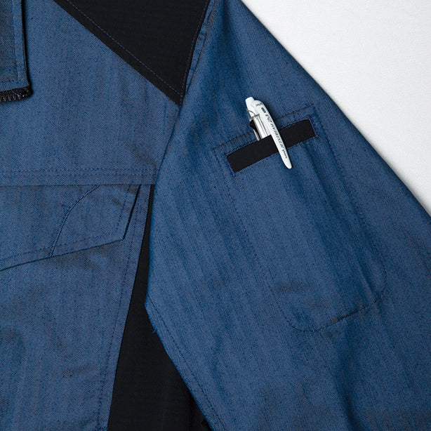 メーカー:ASAHICHO 品名&品番:Asahicho AC-9202 ヘリンボーンコーデュラ®ストレッチ空調服®長袖ブルゾン【ウェアのみ】 左袖ペン差し