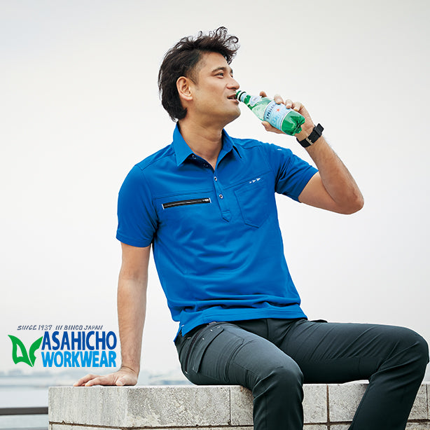 メーカー:ASAHICYO 品名&品番:AC-8308 半袖ポロシャツ 着用イメージ男性