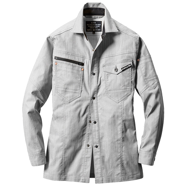 メーカー:BURTLE 品名&品番:BURTLE クレイジーストレッチ 1815 長袖シャツ【通年】(一覧表示用)  カラー:シルバー