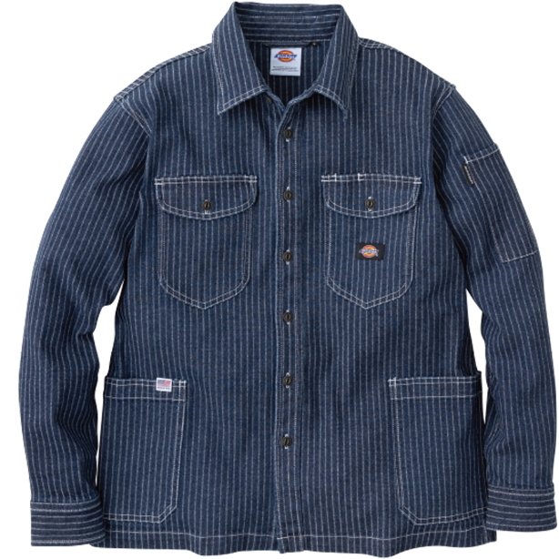 メーカー:CO_COS 品名&品番:Dickies CC-D-698 ウォバッシュストライプシャツジャケット(一覧表示用)  カラー:インディゴ