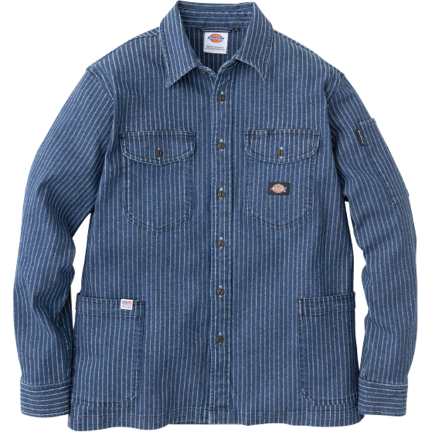 メーカー:CO_COS 品名&品番:Dickies CC-D-698 ウォバッシュストライプシャツジャケット(一覧表示用)  カラー:ライトインディゴ