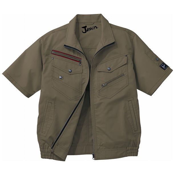 メーカー:JICHODO 品名&品番:Jawin JC-54040 ヨーロピアンテイスト空調服™半袖ブルゾン【フルセット】(一覧表示用)  カラー:アーミーグリーン