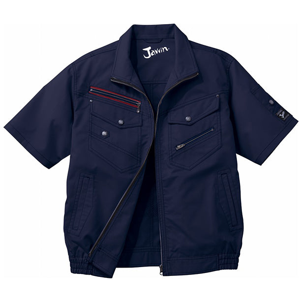 メーカー:JICHODO 品名&品番:Jawin JC-54040 ヨーロピアンテイスト空調服™半袖ブルゾン【フルセット】(一覧表示用)  カラー:ネービー