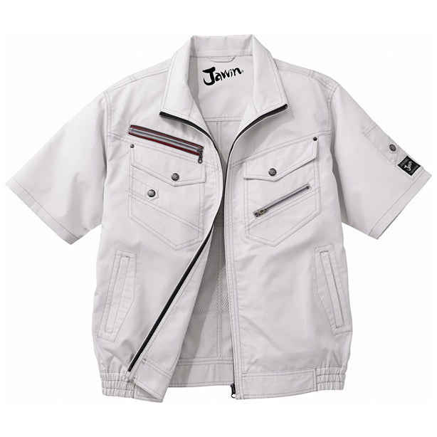 メーカー:JICHODO 品名&品番:Jawin JC-54040 ヨーロピアンテイスト空調服™半袖ブルゾン【フルセット】(一覧表示用)  カラー:シルバー